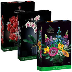 Orquídea rosa Artificial, flor silvestre, planta en maceta, juegos de bloques de construcción DIY, modelo de flor de amor eterno 3D, decoración del hogar, regalo de Festival