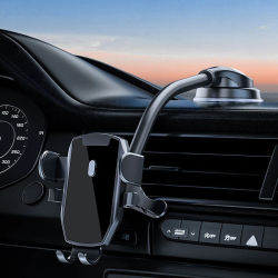 Soporte Universal para teléfono de coche, soporte para teléfono con ventosa para salpicadero para coche 360 ° Soporte para teléfono con parabrisas automático manos libres de brazo largo