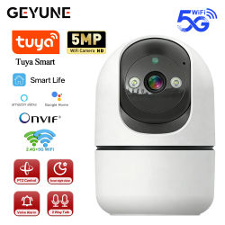 Cámara IP WiFi Tuya 5G de 5MP, Cámara de Vigilancia Inalámbrica para Interiores, Seguimiento Automático, Monitor para Bebés, Visión Nocturna IR, Zoom 6x