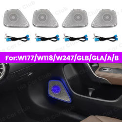 Luz ambiental de 64 colores para Mercedes Benz W177 W118 W247 GLB GLA CLA A B clase Audio de puerta de coche cubierta decorativa de altavoz LED de Metal