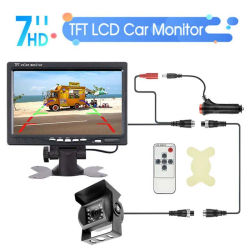 Cámara de Reversa Fácil de Instalar con Monitor LCD a Color de 7 Pulgadas, 12V/24V, Conector para Encendedor de Cigarrillos, para Autobús, Camión, Camioneta