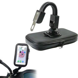 Soporte de teléfono para motocicleta, soporte para espejo retrovisor de bicicleta, soporte impermeable para Scooter, bolsa de teléfono para motocicleta