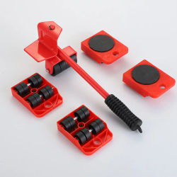 Juego de mudanzas de muebles multiusos: rodillos resistentes de 2/4/5 piezas para movimiento y elevación sin esfuerzo, herramienta de transporte, rueda de rodillo de movimiento