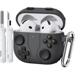 Funda de juego clásica para Apple Airpods 4, funda divertida de silicona suave con Kit de limpieza para AirPods 4, funda con llavero