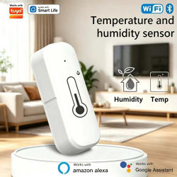 Sensor de Temperatura y Humedad Tuya WiFi Bluetooth, Conexión con Escenas de Hogar Inteligente, Monitor Interior, Control por Voz con APP, Compatible con Alexa y Google