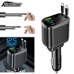KEBIDUMEI-cargador de coche retráctil 5 en 1, 150W, cable de carga rápida, adaptador USB para encendedor de cigarrillos, accesorios para iPhone, Samsung
