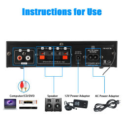 Amplificador de audio estéreo HiFi Bluetooth AK35 con USB TF RCA AUX + control remoto