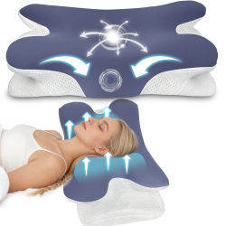 Almohada Cervical Ergonómica de Espuma Viscoelástica Butterfly, Almohada de Soporte Cervical con Contorno de Doble Altura para Aliviar el Dolor de Cuello y Hombros, Adecuada para Dormir de Lado, Boca