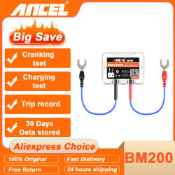 ANCEL BM200 Monitor de Batería de Coche de 12V, Monitorización de Salud de Batería Inalámbrica Bluetooth 4.2 para Aplicaciones Android e iOS, Herramienta de Prueba de Batería