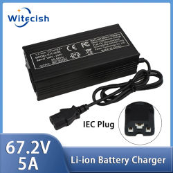 Cargador rápido de 60V, cargador de 67,2 V/5A para cargador de batería de litio 16s 60V GX16/IEC Connertor, calor fuerte