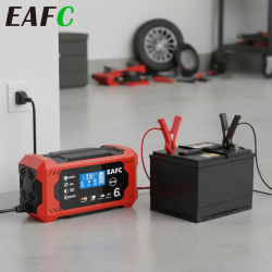Cargador de Batería Inteligente de 12V para Autos y Motocicletas, Salida de 6A/10A, Pantalla LCD, Modo de Reparación, Diseño de Protección Contra Sobrecargas