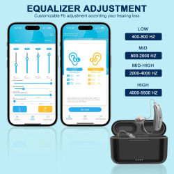 Audífonos Bluetooth de 16 Canales, Recargables, Digitales, BTE, con Cancelación de Ruido para Personas Mayores y Adultos