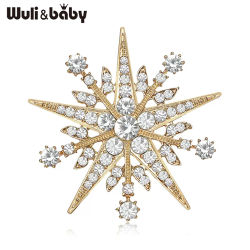 Wuli&baby Broches de estrella brillante para mujer, broches unisex de aleación con diamantes de imitación, flor geométrica, broches informales para fiesta, regalos