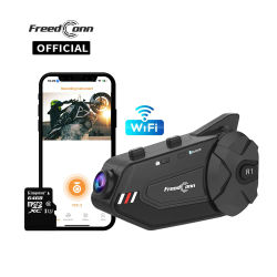 Freedconn R1Plus Bluetooth motocicleta intercomunicador casco auriculares Wifi aplicación altavoz auriculares motocicleta interfono Motor Dash Cam Dvr