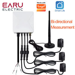 Medidor de Energía Solar Fotovoltaica EARU Monofásico y Trifásico, Inteligente, WiFi, Tuya, Bidireccional, con Monitor de Corriente, Voltaje y kWh, 3 Abrazaderas CT