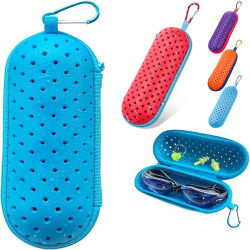 Caja de almacenamiento de gafas de natación EVA con Clip y orificios de drenaje, funda protectora para gafas, transpirable para hombres, mujeres y niños