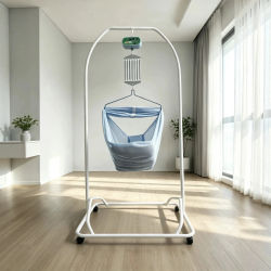 Hamaca de Balancín Eléctrica Automática para Bebés con Soporte, Cuna de Malla Transpirable para Dormir, Balancín con Cojín
