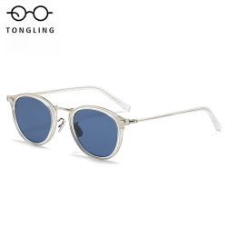 2025 Gafas de sol de acetato de titanio puro ultraligeras hechas a mano en lotes limitados con montura redonda retro, perfectas para protección solar