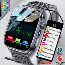 Reloj Inteligente con ECG Preciso 2026, Análisis de Salud Cardíaca, Análisis de Sangre, Lípidos en Sangre, Presión Arterial, Llamadas por Bluetooth, para Hombres