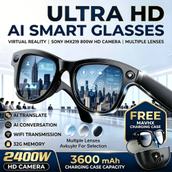 Gafas Inteligentes con IA, Grabación de Video HD 1080P, Cámara, ChatGPT, Llamadas Bluetooth, 32GB de ROM, Traducción de Idiomas, Música, Gafas de Sol para Hombre