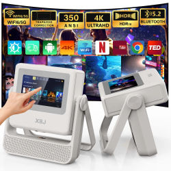 Proyector portátil con pantalla táctil inteligente XBJ, compatible con 4K, Wifi 6, Bluetooth, enfoque automático, Compatible con teléfono/TVStick/pc/interior y exterior