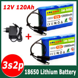 Nueva batería de iones de litio recargable portátil 3S2P 12V 120000mah, para lámpara LED luz de respaldo Powe Etc + cargador