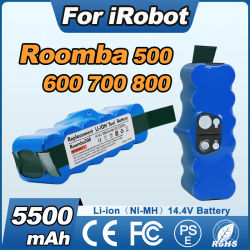 Batería de 14,4 V y 5500 mAh para aspiradora iRobot Roomba serie 500/900/800/600/700, batería recargable 510 530 540 550 650 770