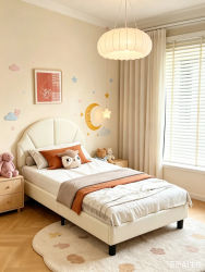Cama individual tapizada para niños Rosahqnda, terciopelo beige/rosa, 90x190cm / 90x200cm, muebles sólidos para dormitorio infantil sin colchón