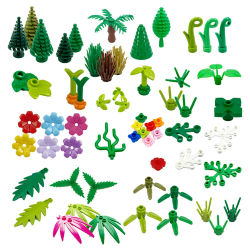Bloques de edificios plantas árbol hoja flor 32606 6064 2417 2423 3741 2435 33291 6255 piezas compatibles DIY hierba arbusto ciudad militar