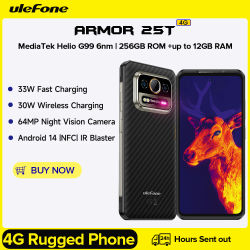 Ulefone Armor 25T 4G teléfono resistente 33W 50MP + 64MP NFC teléfono inteligente impermeable Android 14 ROM 256GB teléfono móvil Global