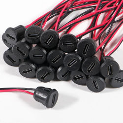 20 piezas chasis hembra tipo C, 2 pines, engarzado directo, USB hembra, conector C, puerto de carga hembra, enchufe de cargador de USB-C 3A