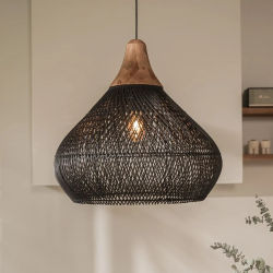 Luces colgantes de ratán, candelabro grande de mimbre, colgante bohemio tejido a mano, cesta de ratán, luz colgante, Isla de cocina, sala de estar
