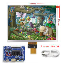 Pantalla LCD de 8 pulgadas, 1024x768, placa de Control del controlador del Monitor, Mini Compatible con HDMI para Lattepanda, Raspberry Pi Banana Pi PC