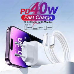 PD 40W Cargador Rápido Para iPhone 11 12 13 14 15 16 Pro Max XR X XS 8 Plus USB C Cargador de Cable de Carga Rápida Enchufe Del Teléfono accesorios