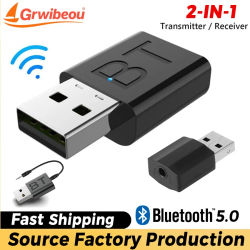 Adaptador USB Bluetooth 5.0 2 en 1, Receptor Bluetooth, Adaptador Dongle USB, Transmisor de Audio Bluetooth 5.0 para Computadora Portátil y Automóvil