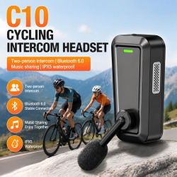Intercomunicador Inalámbrico Bluetooth C10 para Casco (1/2 Unidades), Impermeable, con Reducción de Ruido, para Compartir Música, Ideal para Ciclismo al Aire Libre