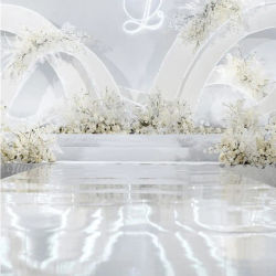 Alfombra Espejada Blanca para Centro de Mesa de Boda, Pasillo de 1m, 1.2m, 1.5m, 2m de Ancho, Ideal para Decoración de Escenarios y Fiestas