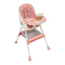 Silla Alta para Bebé 2 en 1 con Bandeja Doble y Arnés de 5 Puntos, Silla de Alimentación Plegable de Altura Ajustable para Bebés de 6 Meses a 6 Años