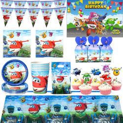 Decoración para Fiesta de Cumpleaños Super Wings: Mantel, Vasos, Platos, Servilletas, Bolsas de Regalo, Banderines, Artículos para Baby Shower y Fiestas Infantiles