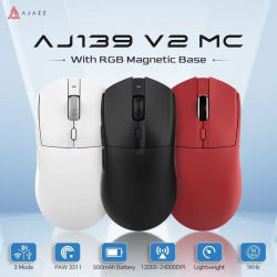 AJAZZ AJ139 V2 MC/AJ139 PRO Ratón inalámbrico para juegos con sensor PAW3311/PAW3395 12000DPI/26000DPI 500mAh Ratón Bluetooth para PC