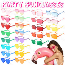 12-100 Uds. Gafas de corazón, gafas de fiesta sin montura, gafas de sol en forma de corazón, gafas de boda para invitados, cumpleaños, despedida de soltera