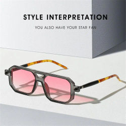 Gafas de sol de moda UV 400 Leopard Street Wear para hombre, gafas de sol de doble puente para mujer
