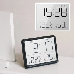 Termómetro Higrómetro Multifunción para Interiores, Monitor Electrónico Automático de Temperatura y Humedad, Reloj de Pared