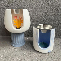 Portavelas de cera de aceite esencial DIY, molde redondo para horno de fusión de cera, difusor de yeso, planta hidropónica, maceta, molde de silicona