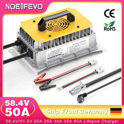 Cargador de Batería de Litio LiFePO4 NOEIFEVO 48V (51.2V) 30A, Impermeable IP67, Activación BMS 0V, Cargador Rápido de 58.4V para Batería 16S