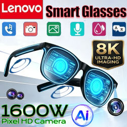 Lentes Inteligentes Lenovo con IA, Reproductor de Música Multifuncional, Cámara 8K, Llamadas Bluetooth, Traducción, Asistente de Voz, Lentes Fotocromáticas