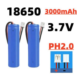 Batería recargable de iones de litio con enchufe PH2.0 18650 3,7 V 3000 mAh con PCB para altavoces, radios, faros, juguetes, etc. 4,2 V