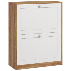 Mueble zapatero HOMCOM para 12 pares de zapatos, zapatero moderno y estrecho con 2 estantes ajustables y cajón