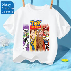 Camiseta de manga corta para bebés y niñas de Disney 2026, cuello redondo con estampado de Woody y Buzz Lightyear de Toy Story