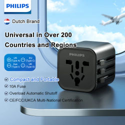 Adaptador de Viaje Global Philips, Enchufe de Conversión Universal Philips, Adaptador para EE. UU./UE/Australia/Reino Unido
